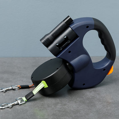Lineadog® 3-in-1 Hundeleine mit LED-Licht & Tütenhalter – Verhedderungsfrei, für zwei Hunde gleichzeitig