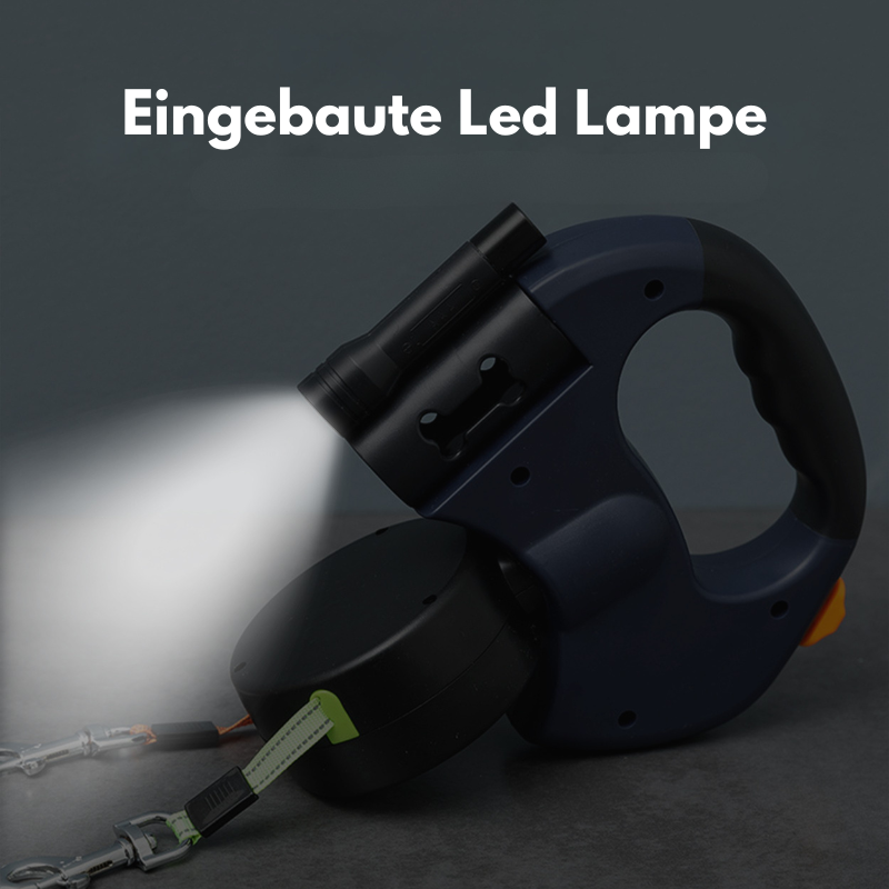 Lineadog® 3-in-1 Hundeleine mit LED-Licht & Tütenhalter – Verhedderungsfrei, für zwei Hunde gleichzeitig